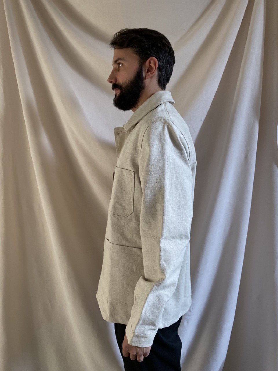 Linen Work Jacket - Beige