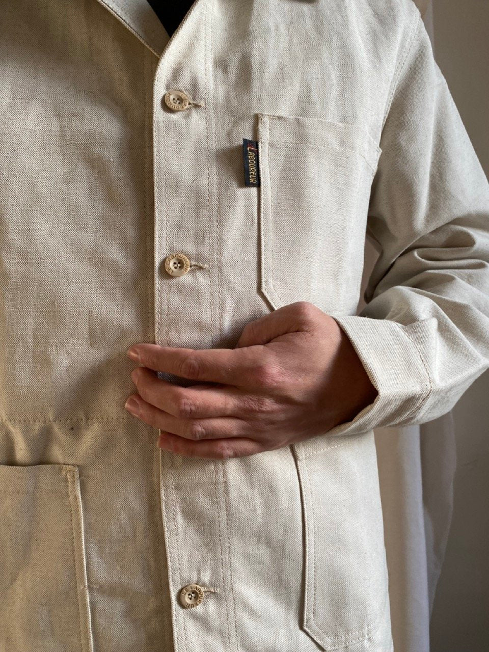 Linen Work Jacket - Beige