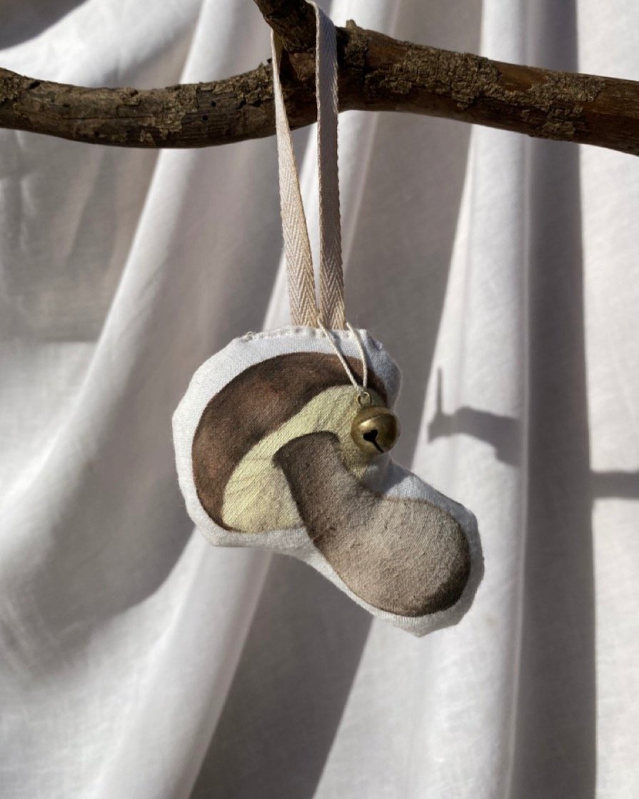 V.VM Stuffed Hand Painted Ornament - Porcini Mushroom