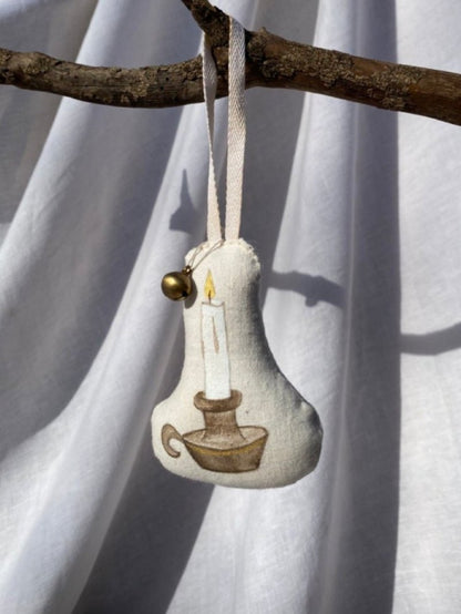 V.VM Stuffed Hand Painted Ornament - White Candle