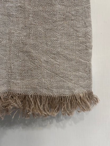 V.VM Linen Fringe Towel - White Melange