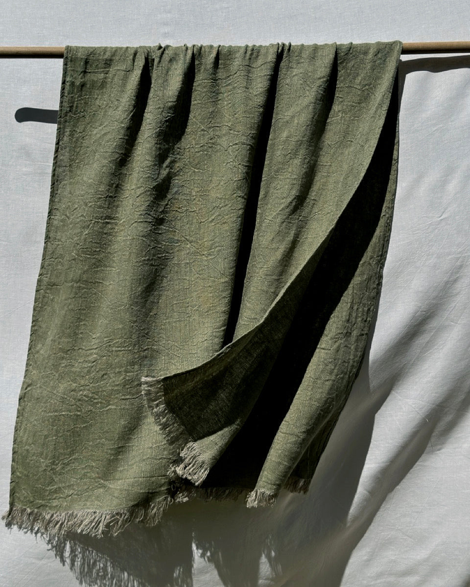 V.VM Linen Bath & Beach Towel - Olive Green