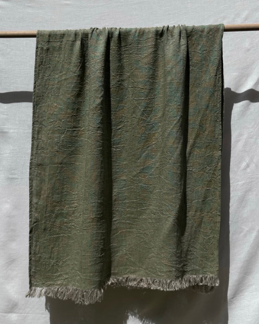 V.VM Linen Bath & Beach Towel - Olive Green