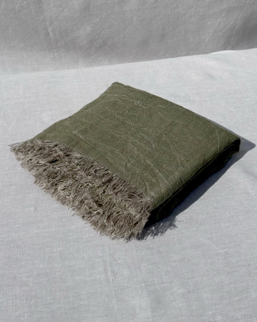 V.VM Linen Bath & Beach Towel - Olive Green