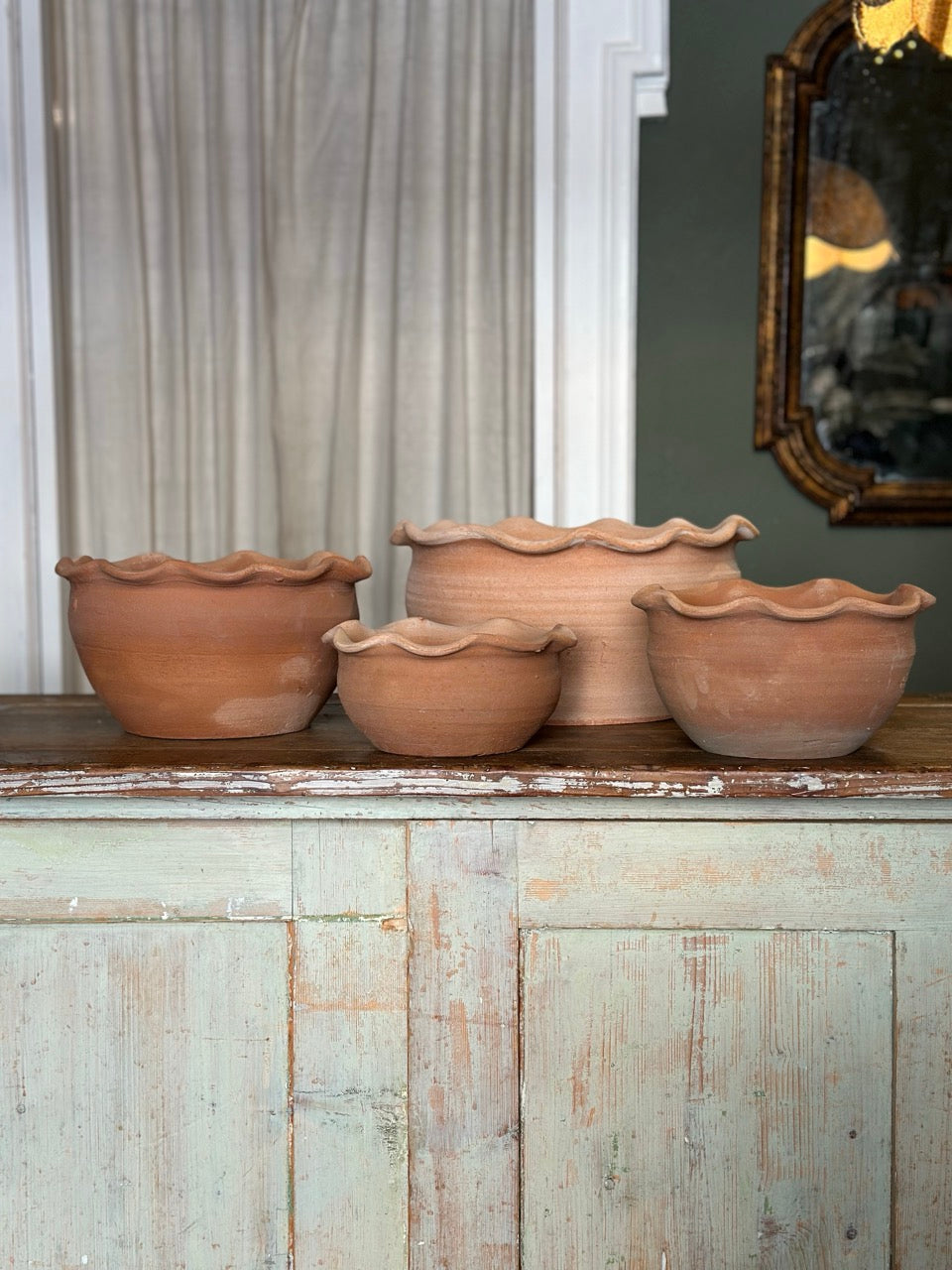 Vaso ondulato in terracotta fatto a mano - Piccolo
