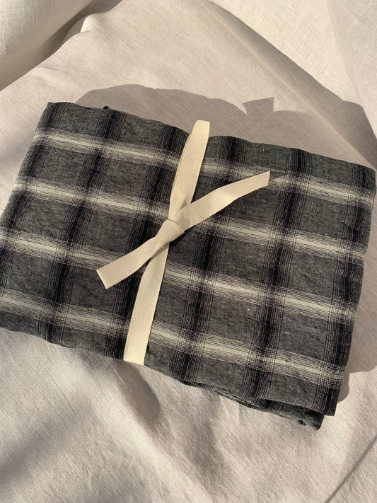 Linen Check Tablecloth 180cmX280cm - Moon