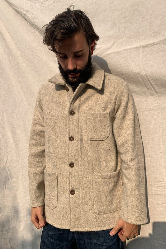 Boiled Wool Work Jacket - Beige