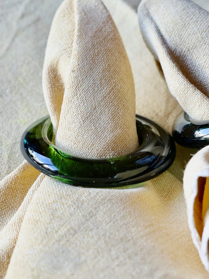 Mouthblown Glass Napkin Holder - Vert Fume