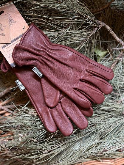 Leather Garden Gloves - Burgundy