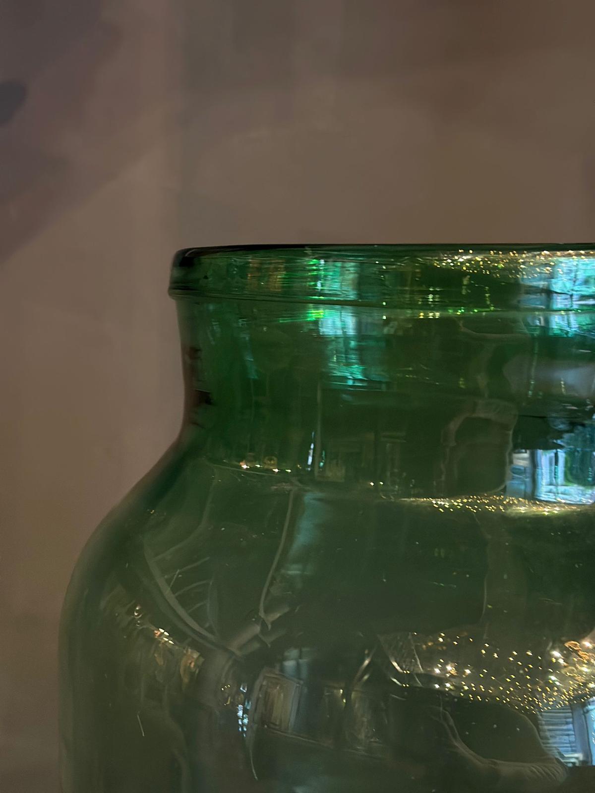Antique Glass Vase - Green Straight