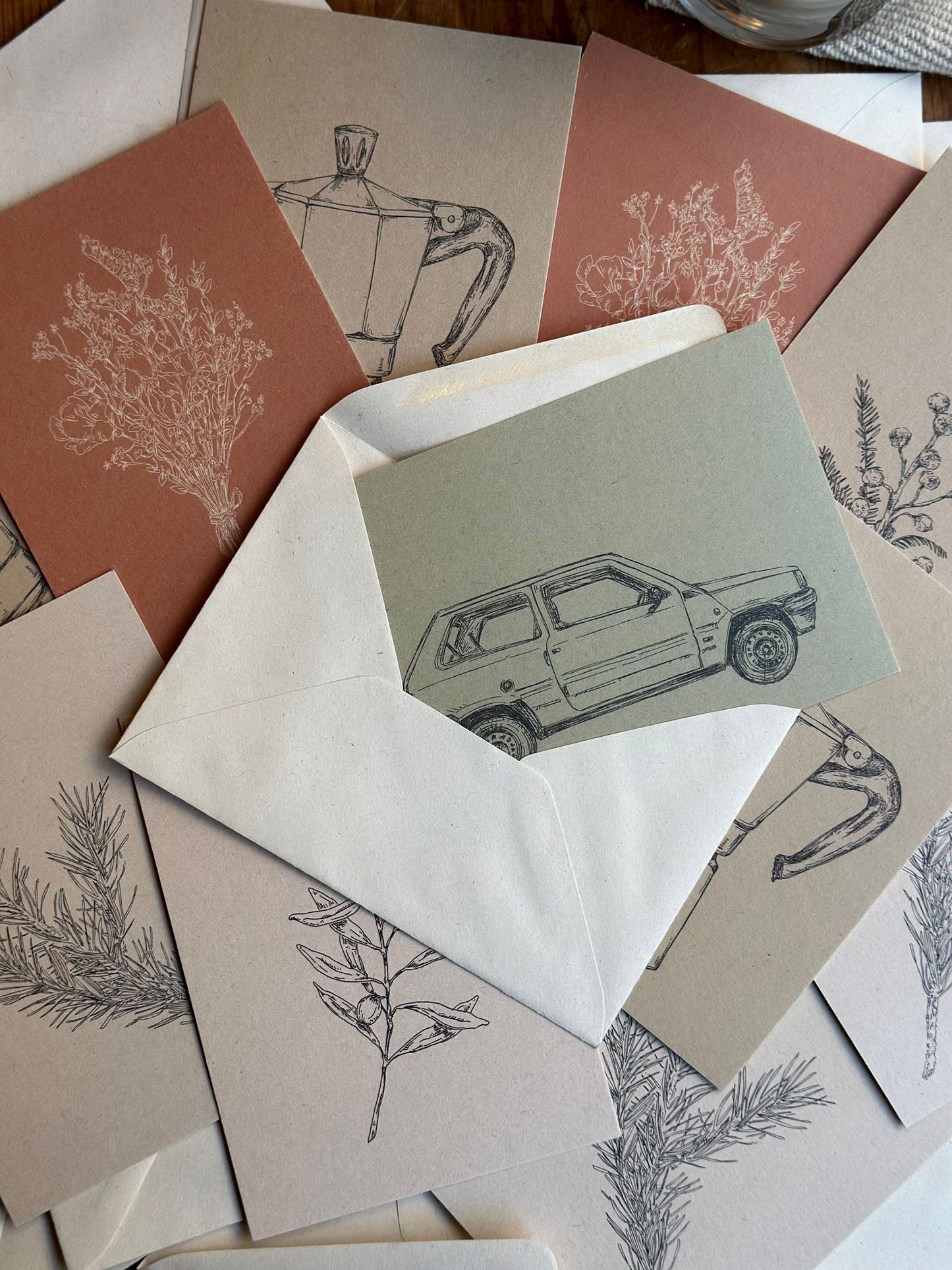 Card & Envelope - Panda Car