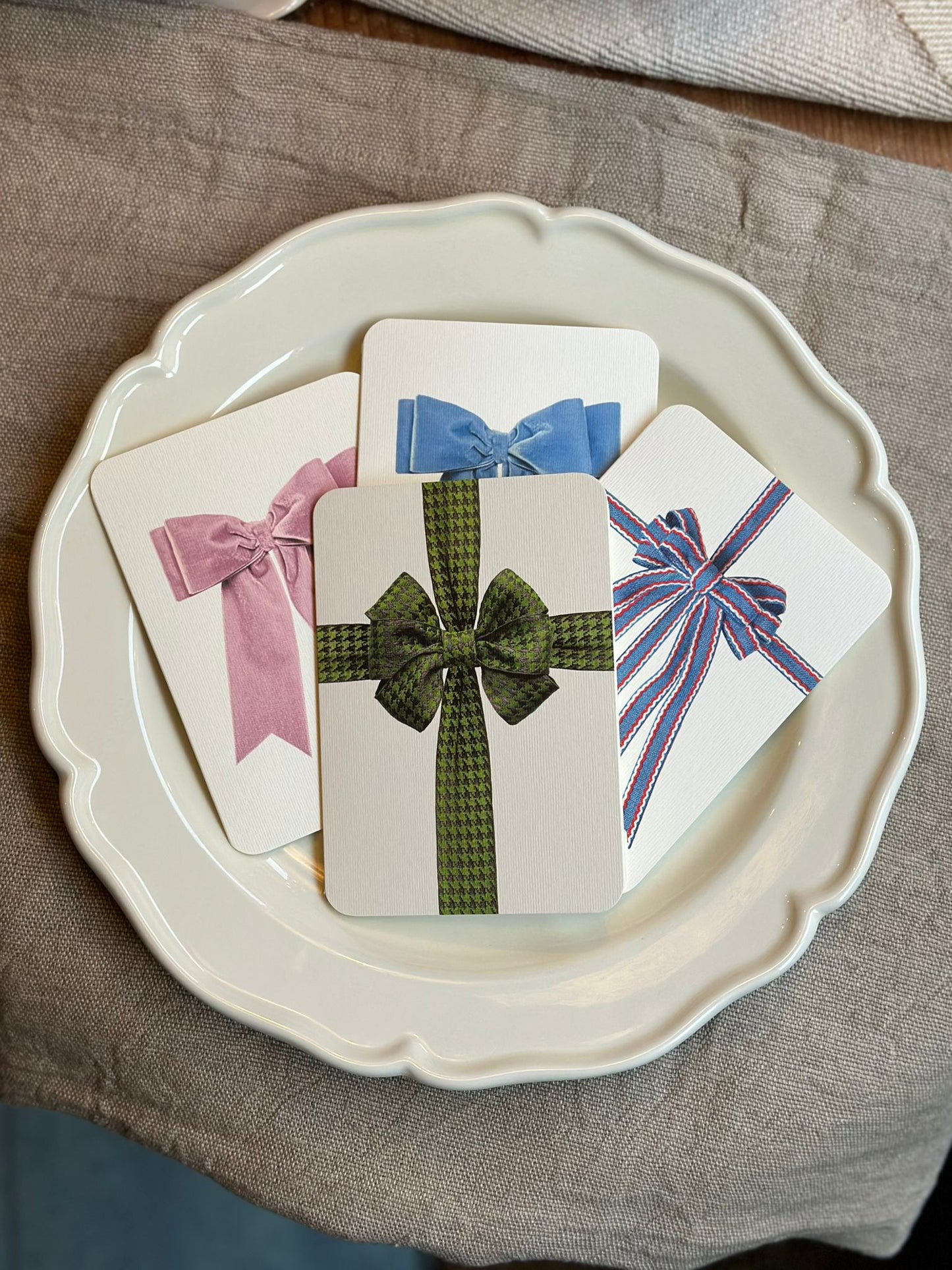 Card & Envelope - Green Houndstooth Bow