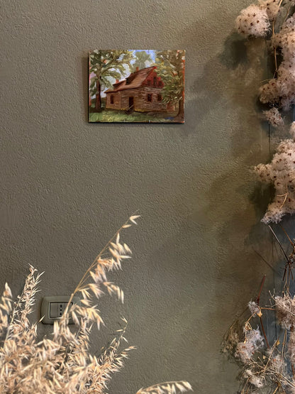 Capanna nel bosco dipinto a olio