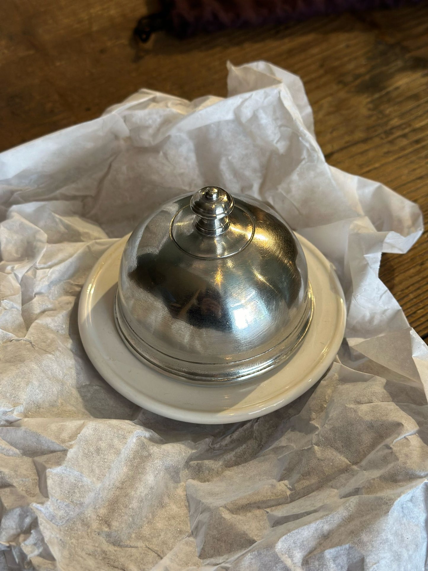 The 'Convivial' Butter Dish in Pewter & Ceramic by Cosi Tabellini