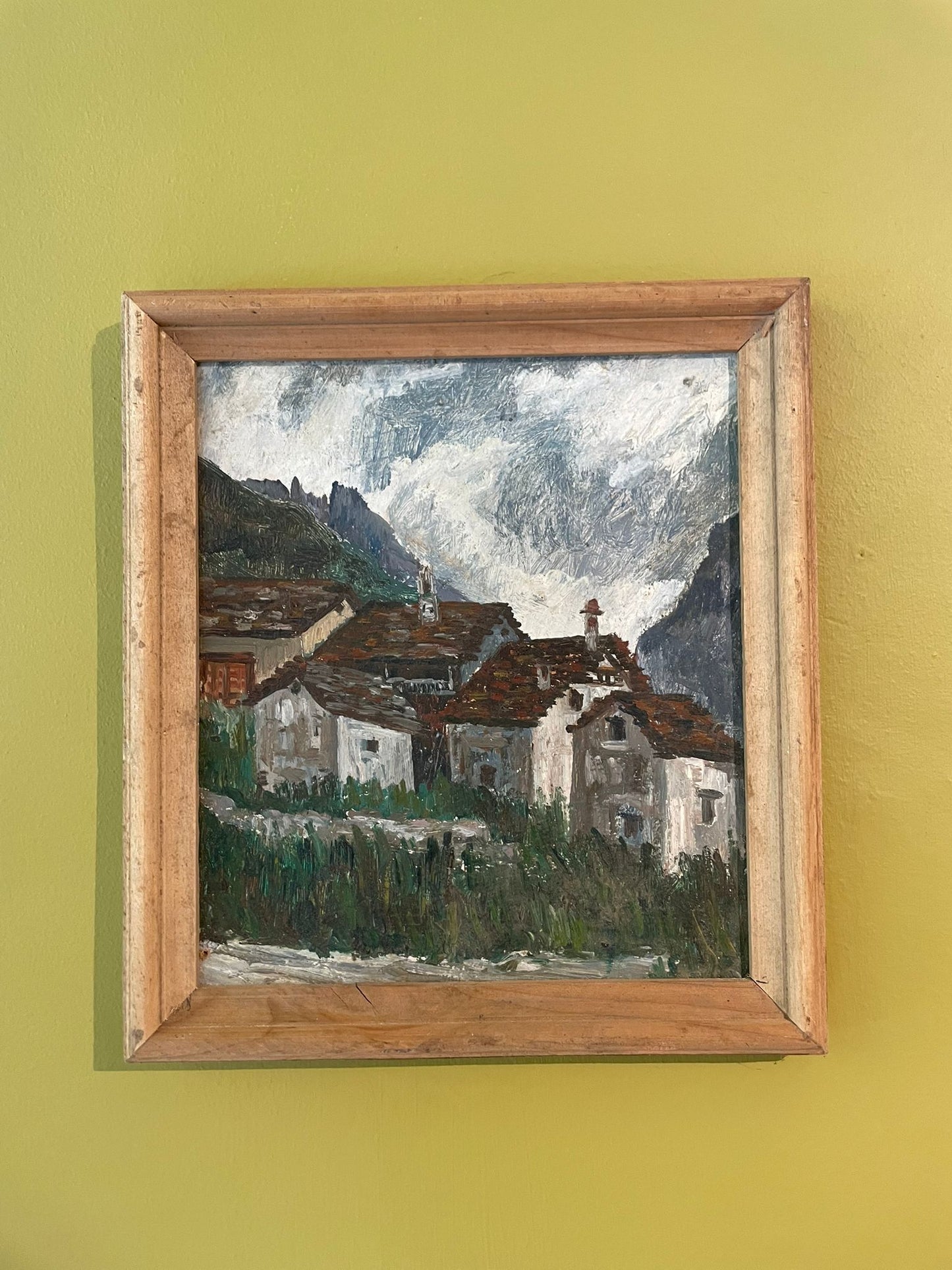 Antique Painting - Italian Mountain Houses