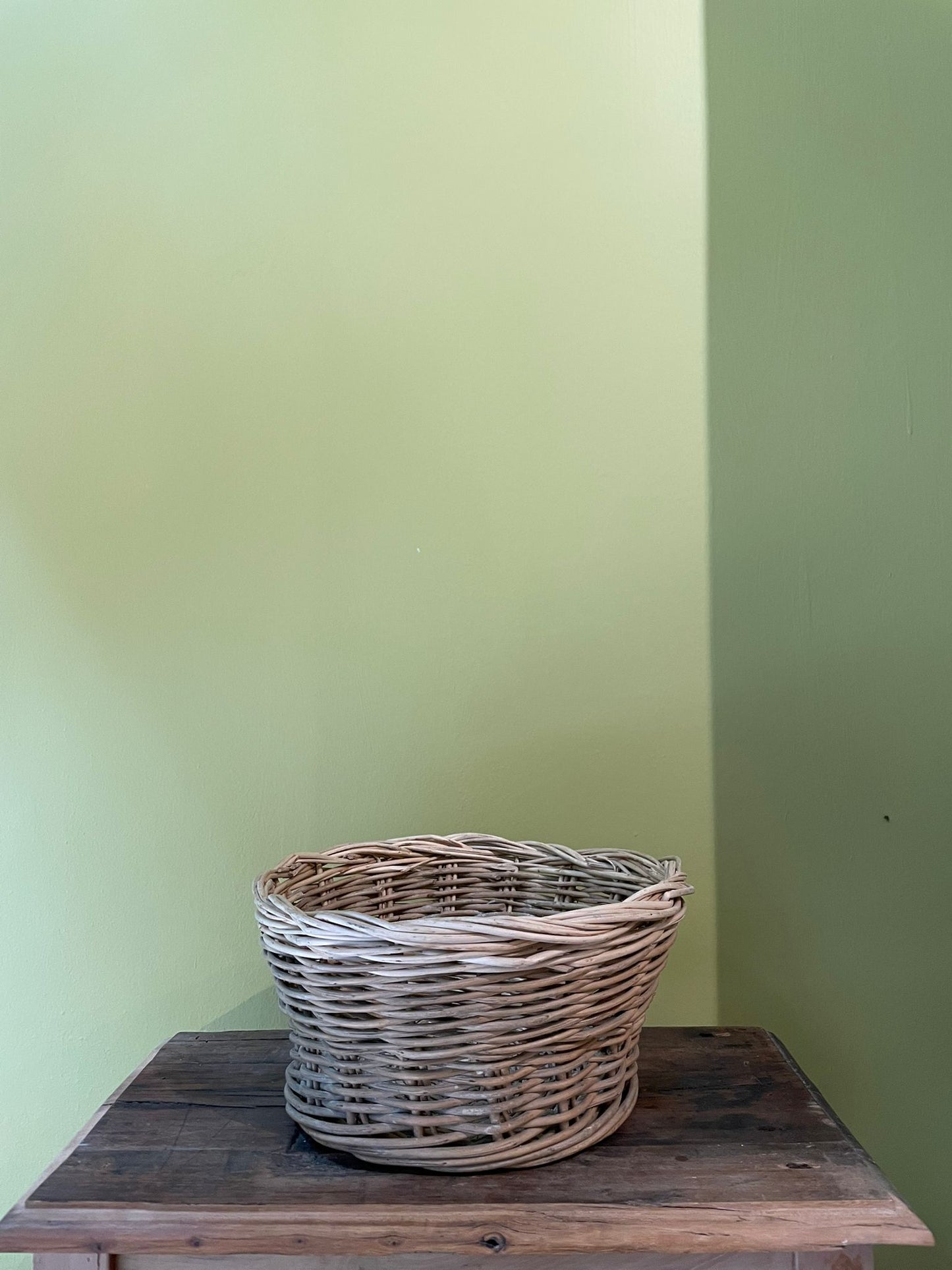 Antique Handwoven Basket - Small Round