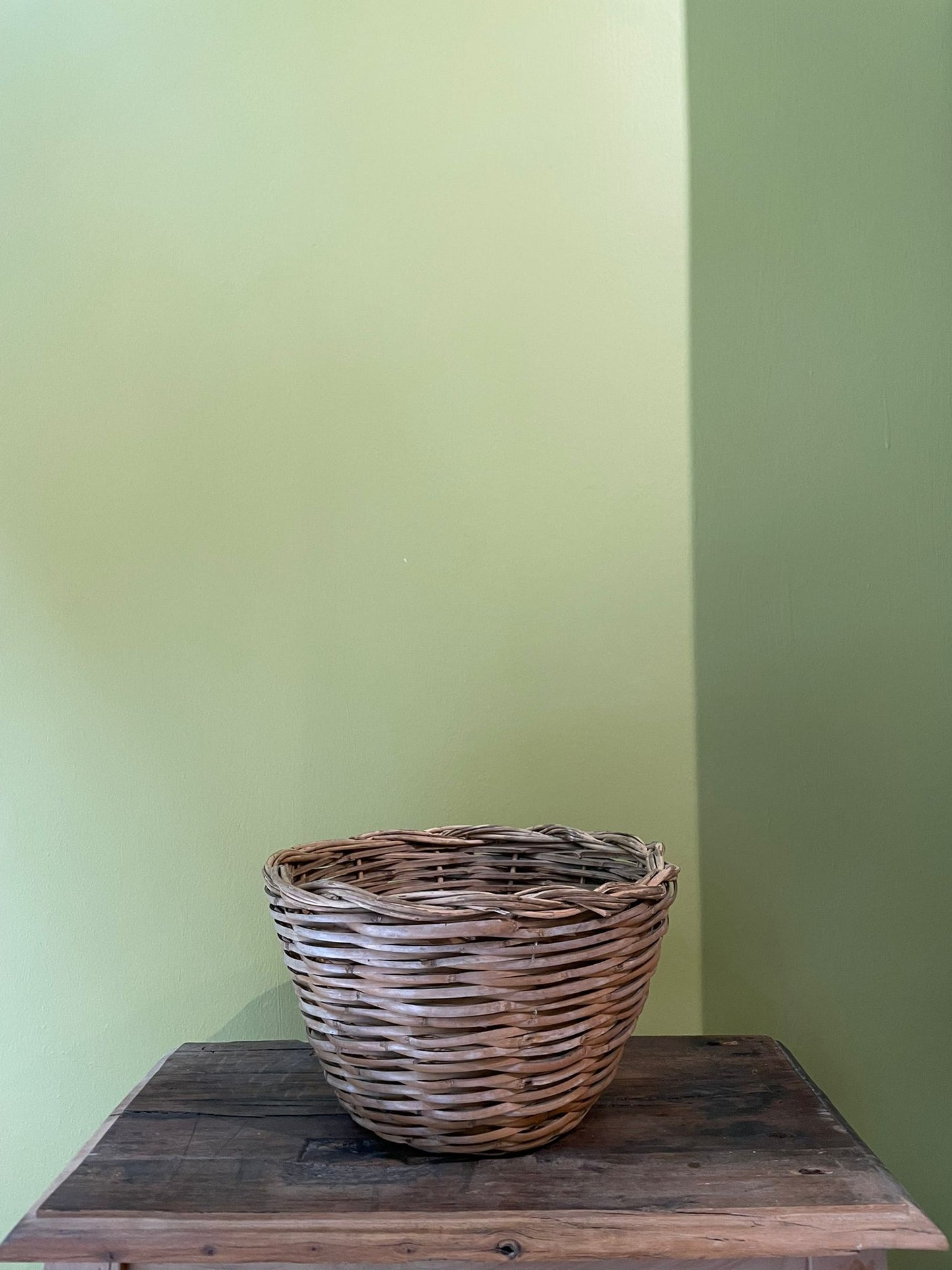 Antique Handwoven Basket - Small Rounded Base