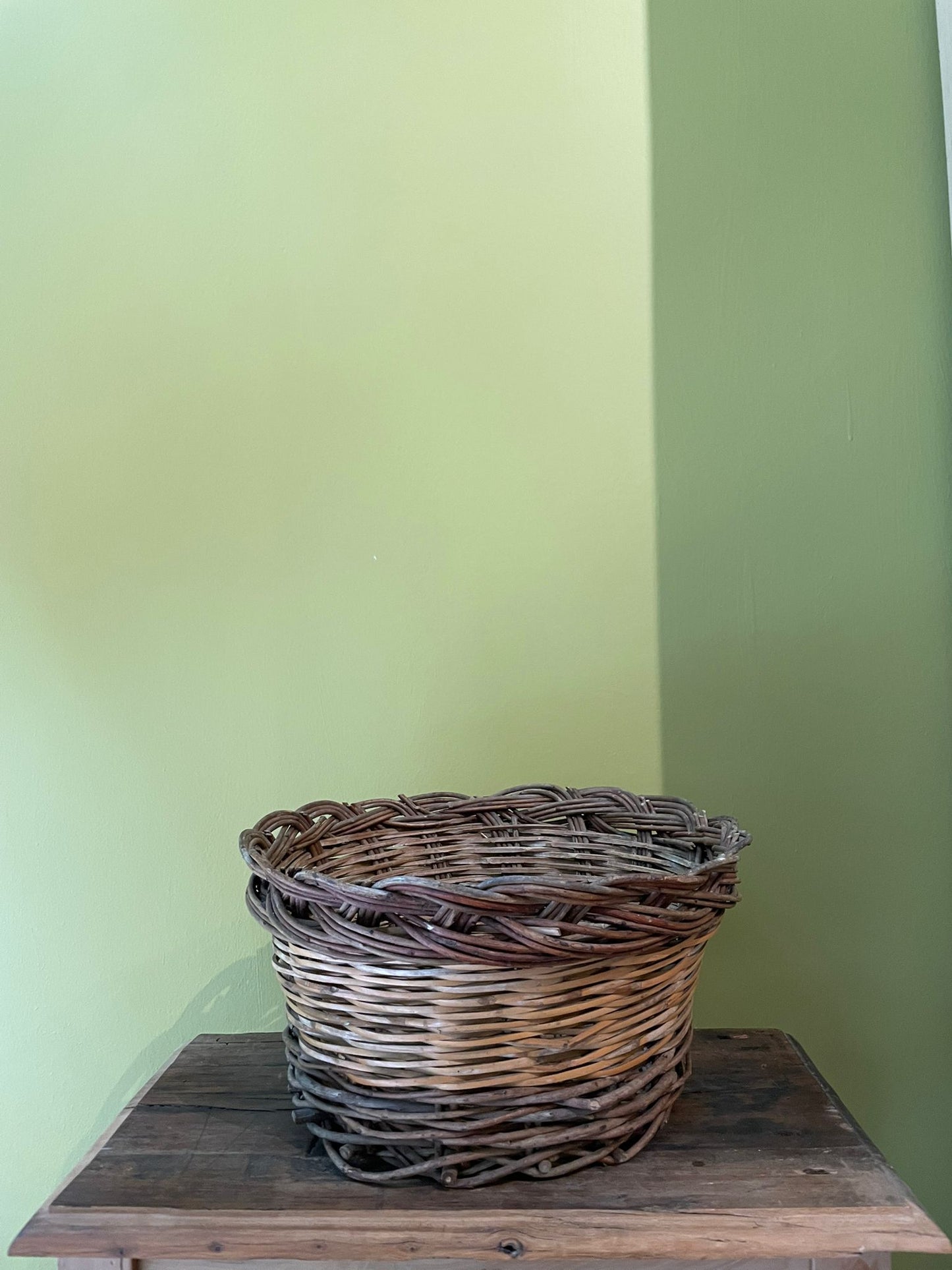 Antique Handwoven Basket - Medium Round Basket