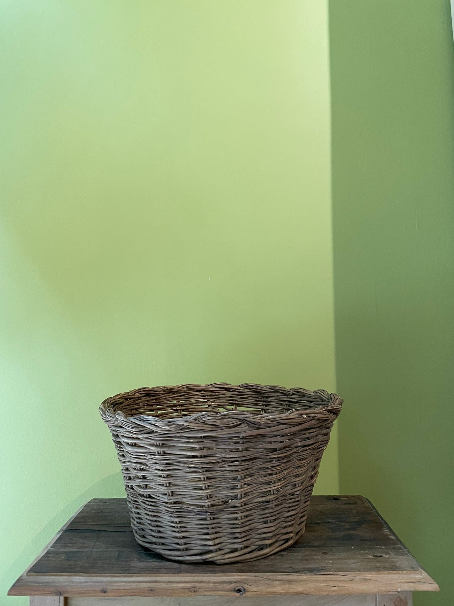 Antique Handwoven Basket - Dark Round