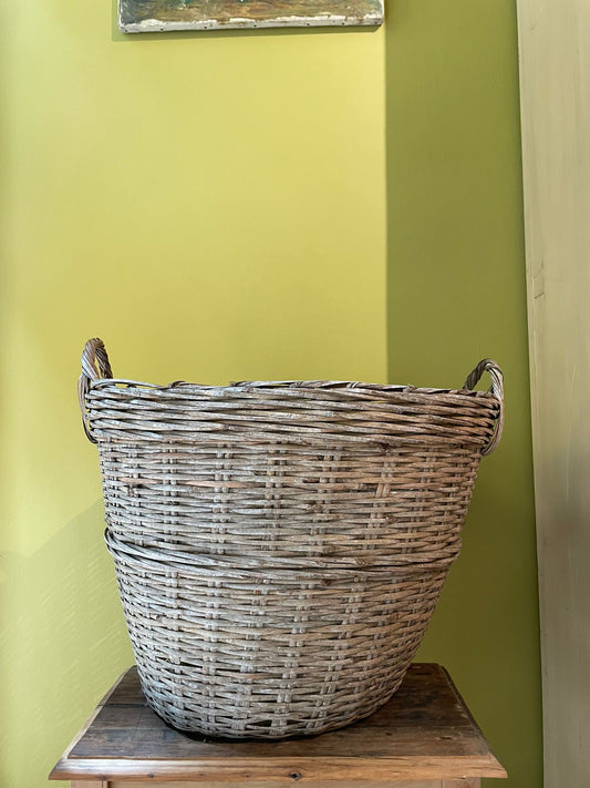 Cesta Antica Intrecciata a Mano - Cesto Portabiancheria Grande