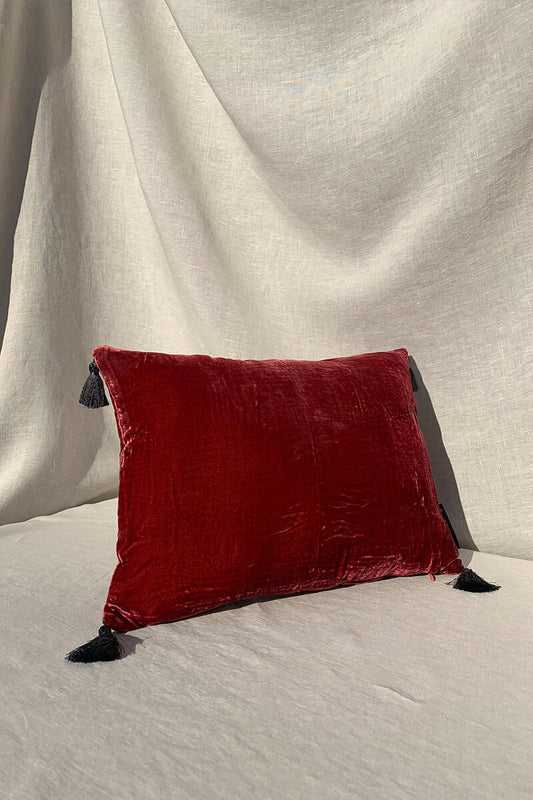 Velvet Tassels Cushion - Terracotta