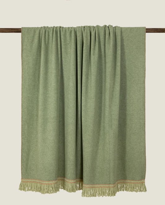 Bamboo Blanket With Fringes - Moss Green