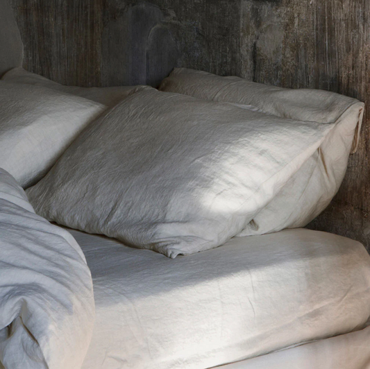 Single Bed Linen Fitted Sheet - Cream