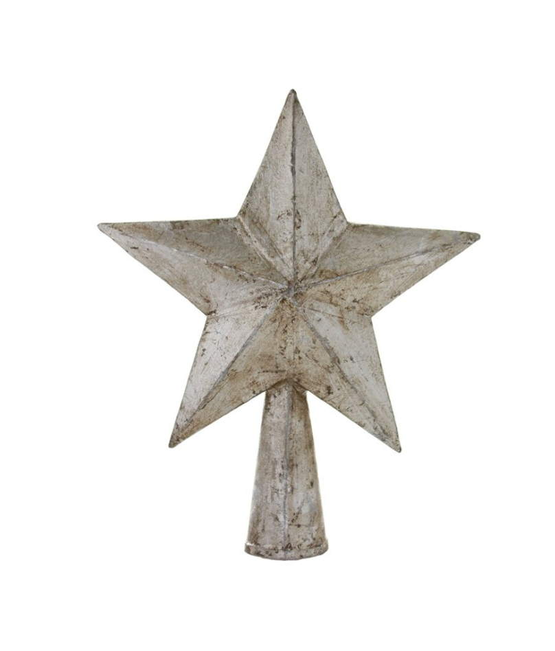 Point Star Tree Topper in Antique Silver - Large