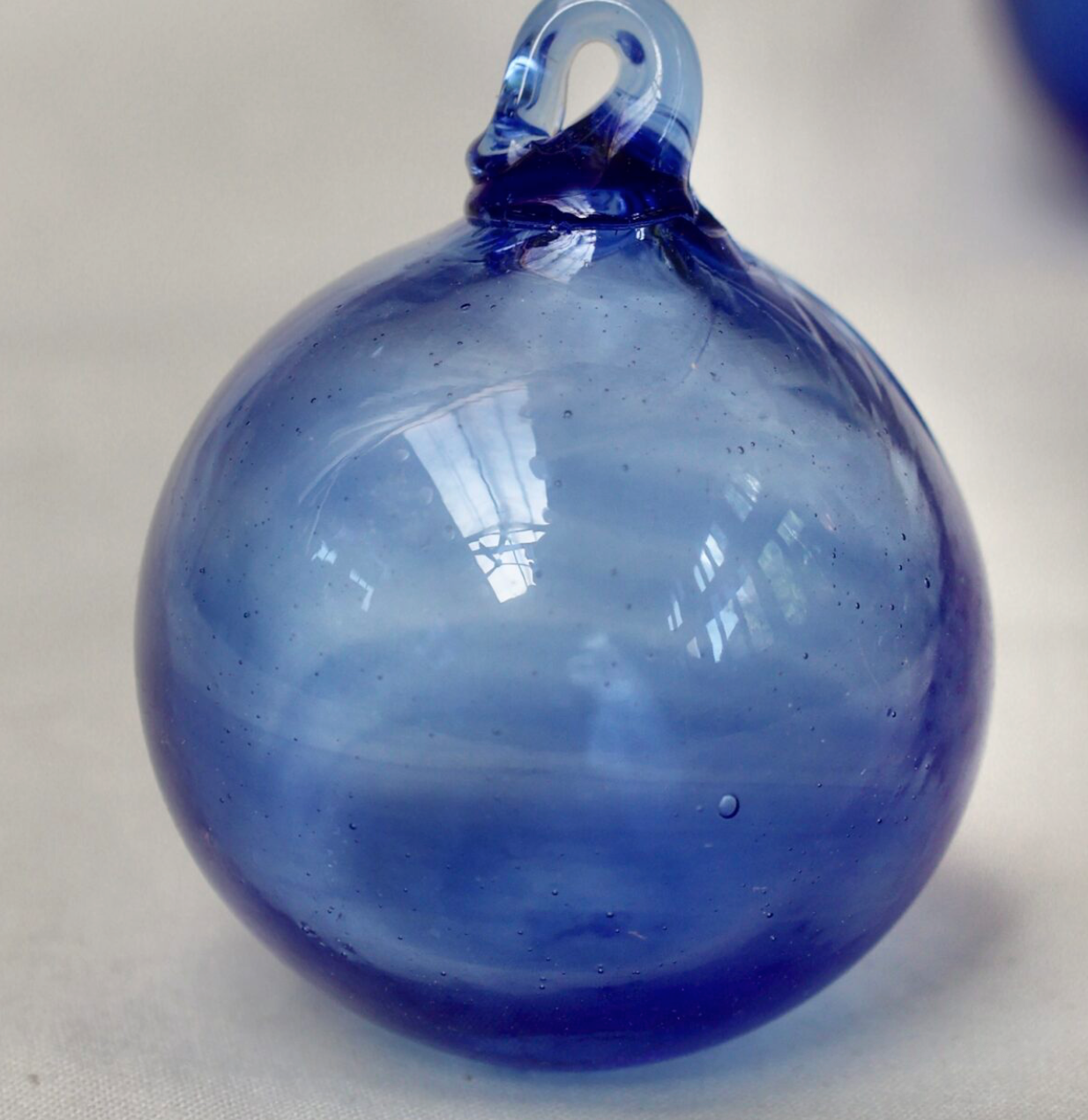 Handblown Glass Ornament - Light Blue - Small