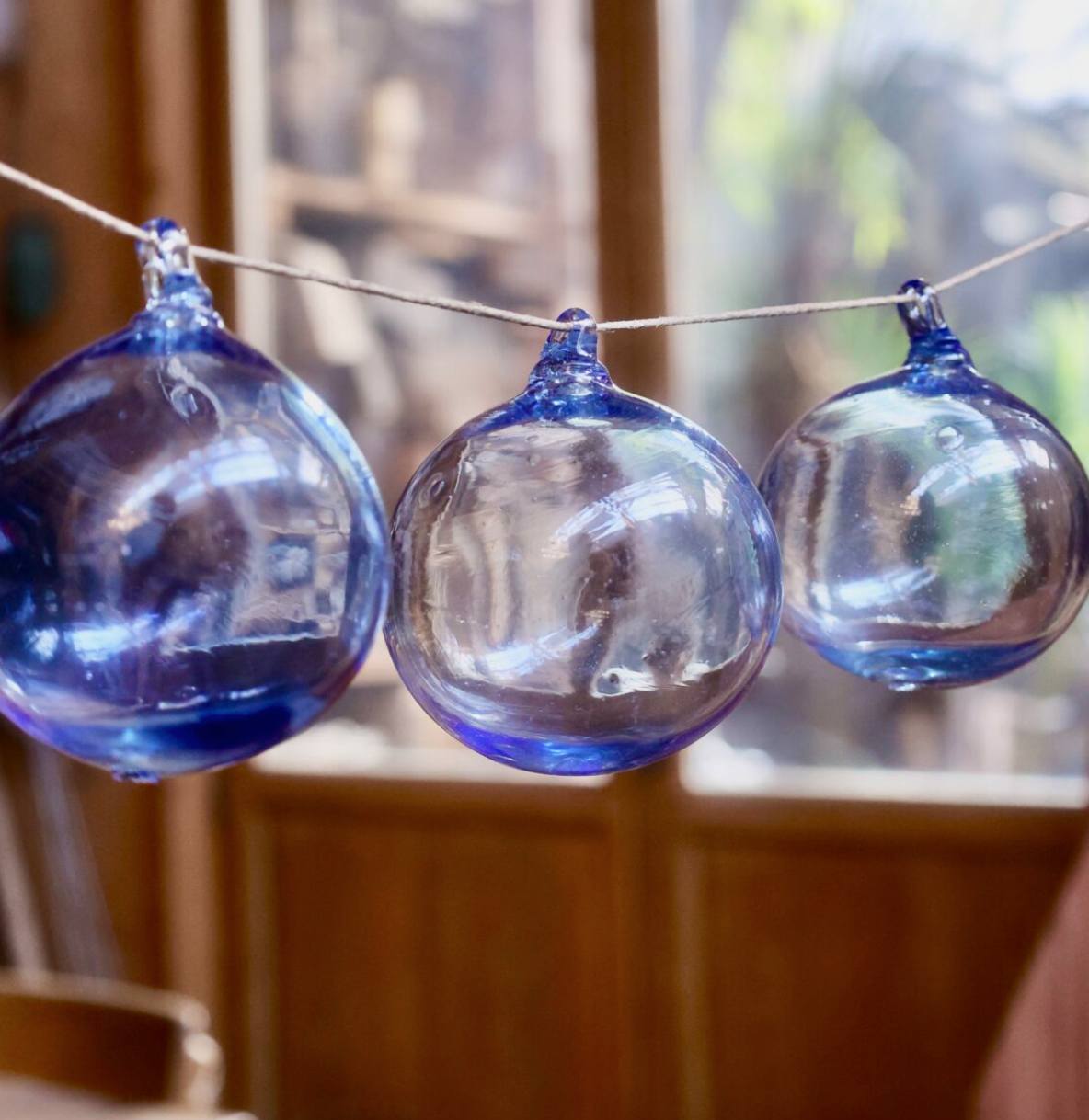 Handblown Glass Ornament - Light Blue - Small