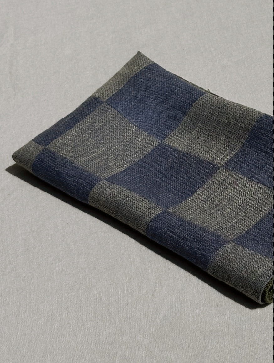 V.VM Midnight Blue Check Linen Tea Towel