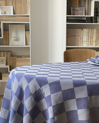 Tovaglia in lino a quadri verde oliva V.VM