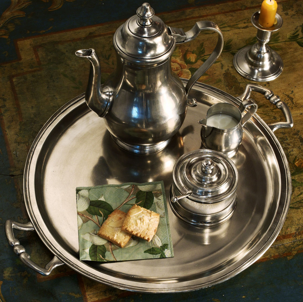 GP Wedding Pewter  Round Tray With Handles (Needs 1)