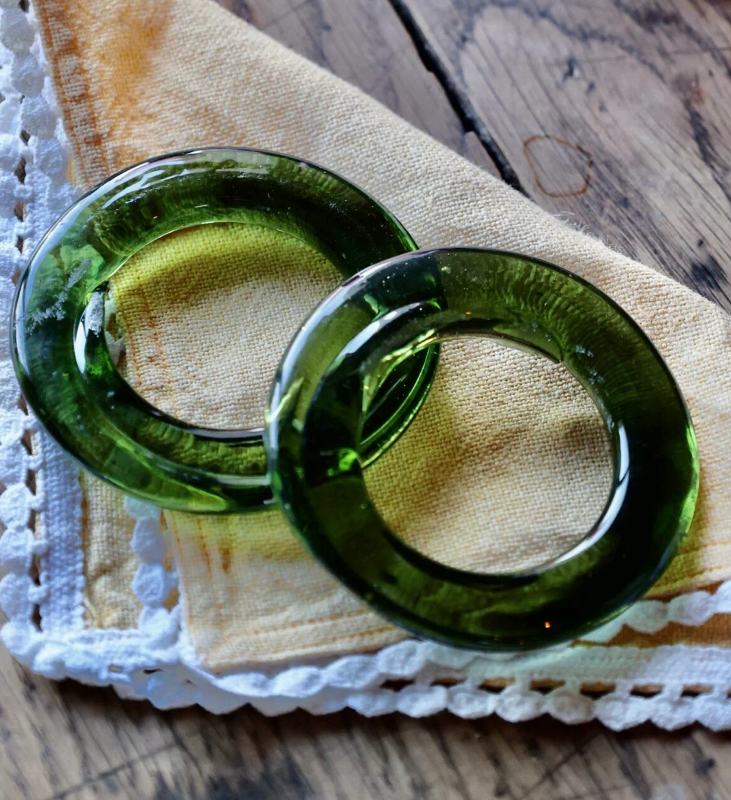 Mouthblown Glass Napkin Holder - Vert Fume