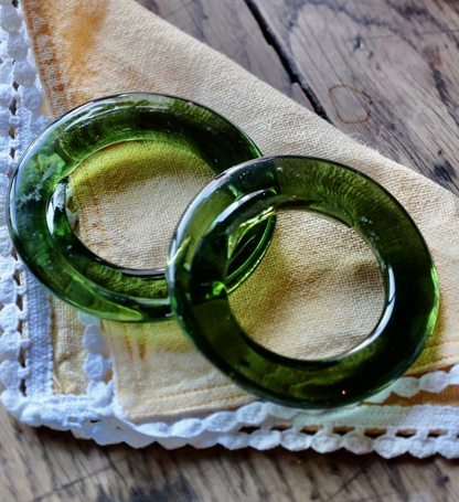 Mouthblown Glass Napkin Holder - Vert Fume