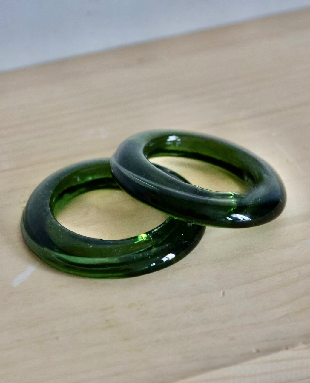 Mouthblown Glass Napkin Holder - Vert Fume