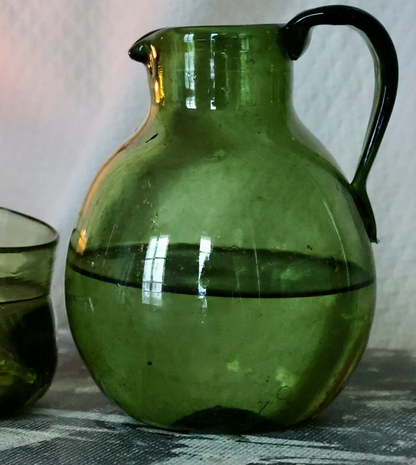 Fiasca Soffiata a Mano Verde Fumé