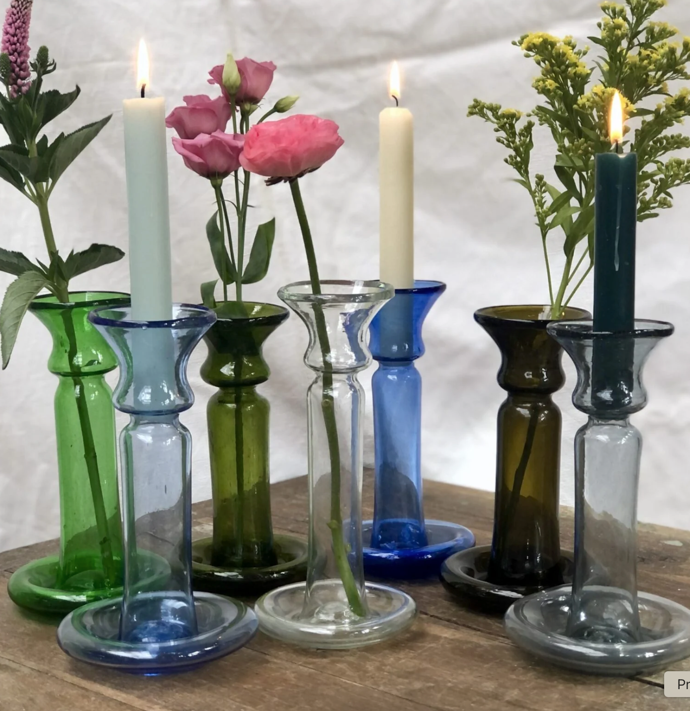 Mouth-Blown Glass Candle Holder - Dark Blue