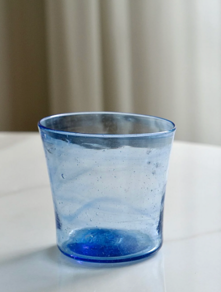 Goblet V Handblown glass - Light Blue