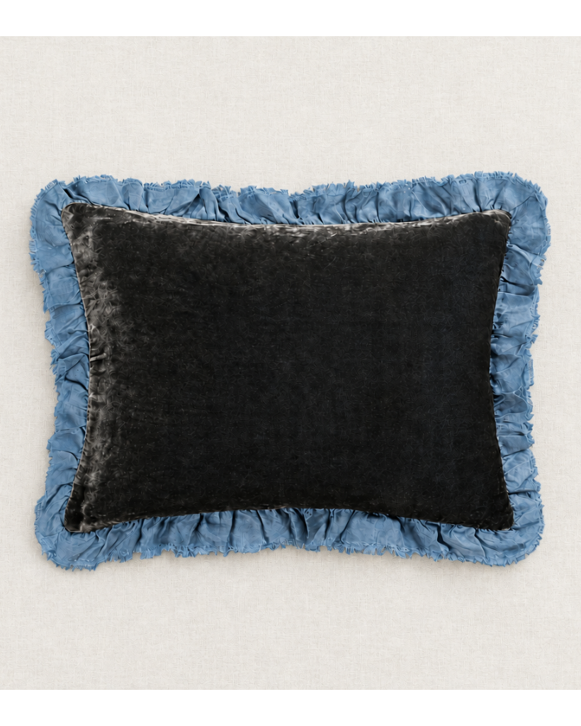 Silk Velvet Cushion With Fringe
