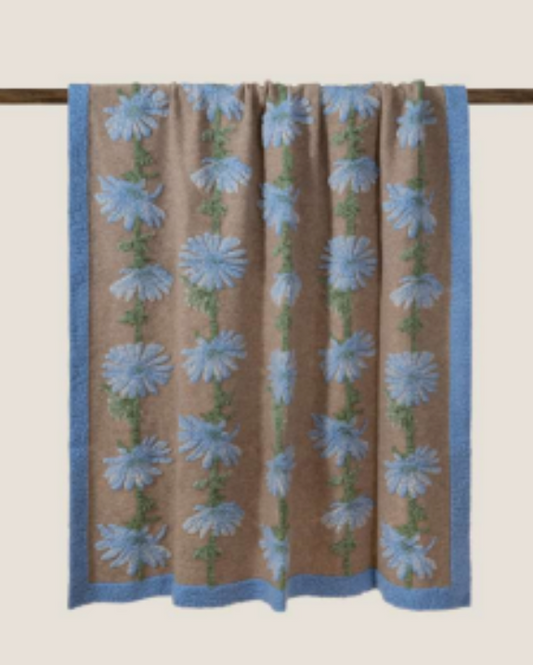 Coperta in lana cotta - Blu cicoria