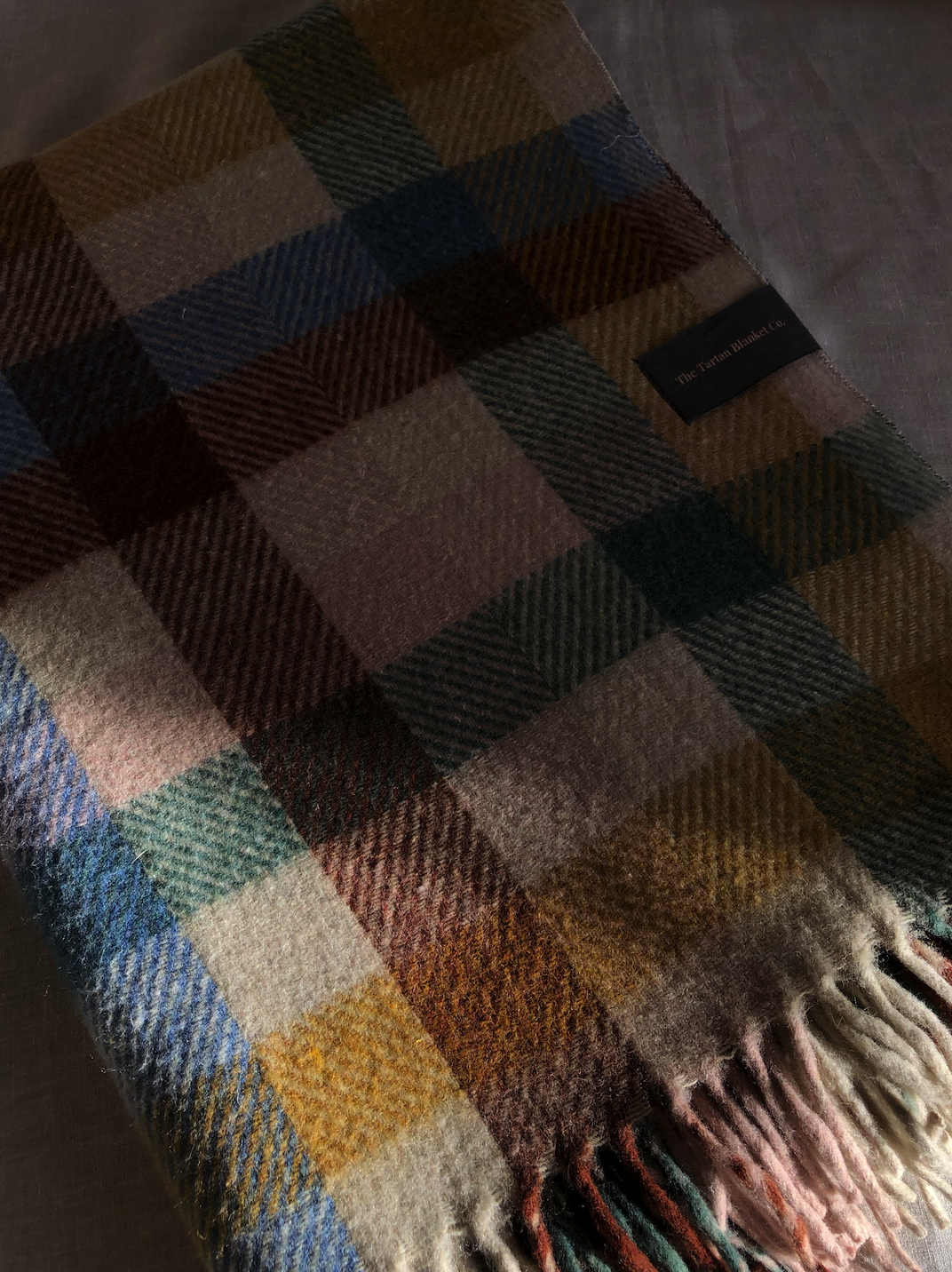 Recycled Wool Tartan Blanket - Rainbow Check