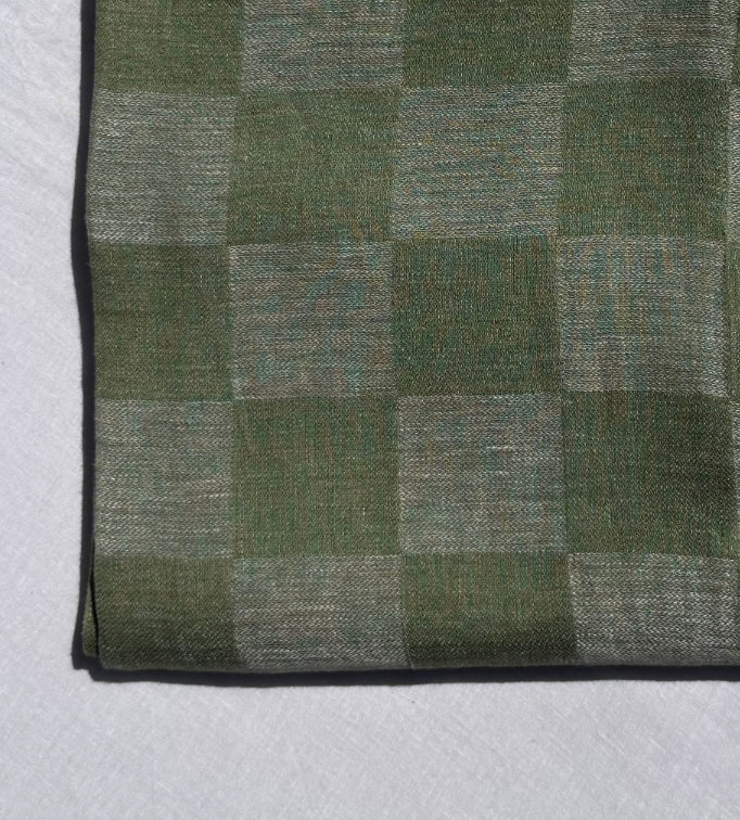 Tovaglia in lino a quadri verde oliva V.VM