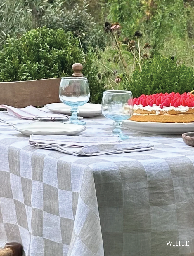 Tovaglia in lino a quadri verde oliva V.VM