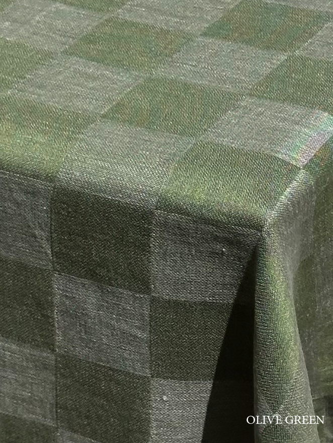 Tovaglia in lino a quadri verde oliva V.VM