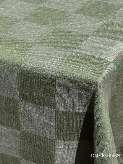 Tovaglia in lino a quadri verde oliva V.VM