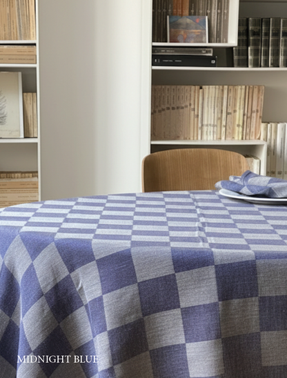 Tovaglia in lino a quadri verde oliva V.VM