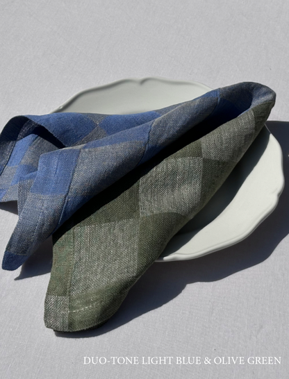 Tovagliolo di lino a quadri bicolore V.VM