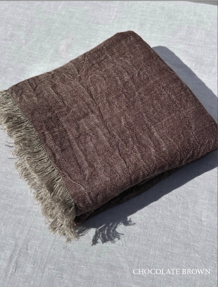 Asciugamano multiuso in lino con frange V.VM