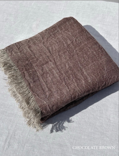 Asciugamano multiuso in lino con frange V.VM